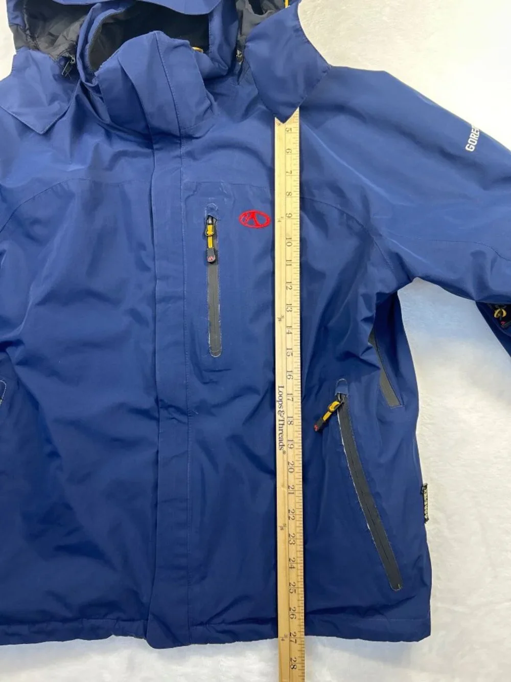 Marker Gore-Tex Snowboarding Jacket Men's S Blue Hooded Waterproof Ski Coat